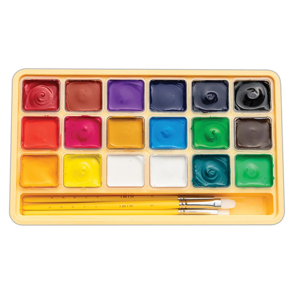 HIMI Jelly Cup Gouache Set of 18 Colours + 3 Brushes Yellow Case - Image 2