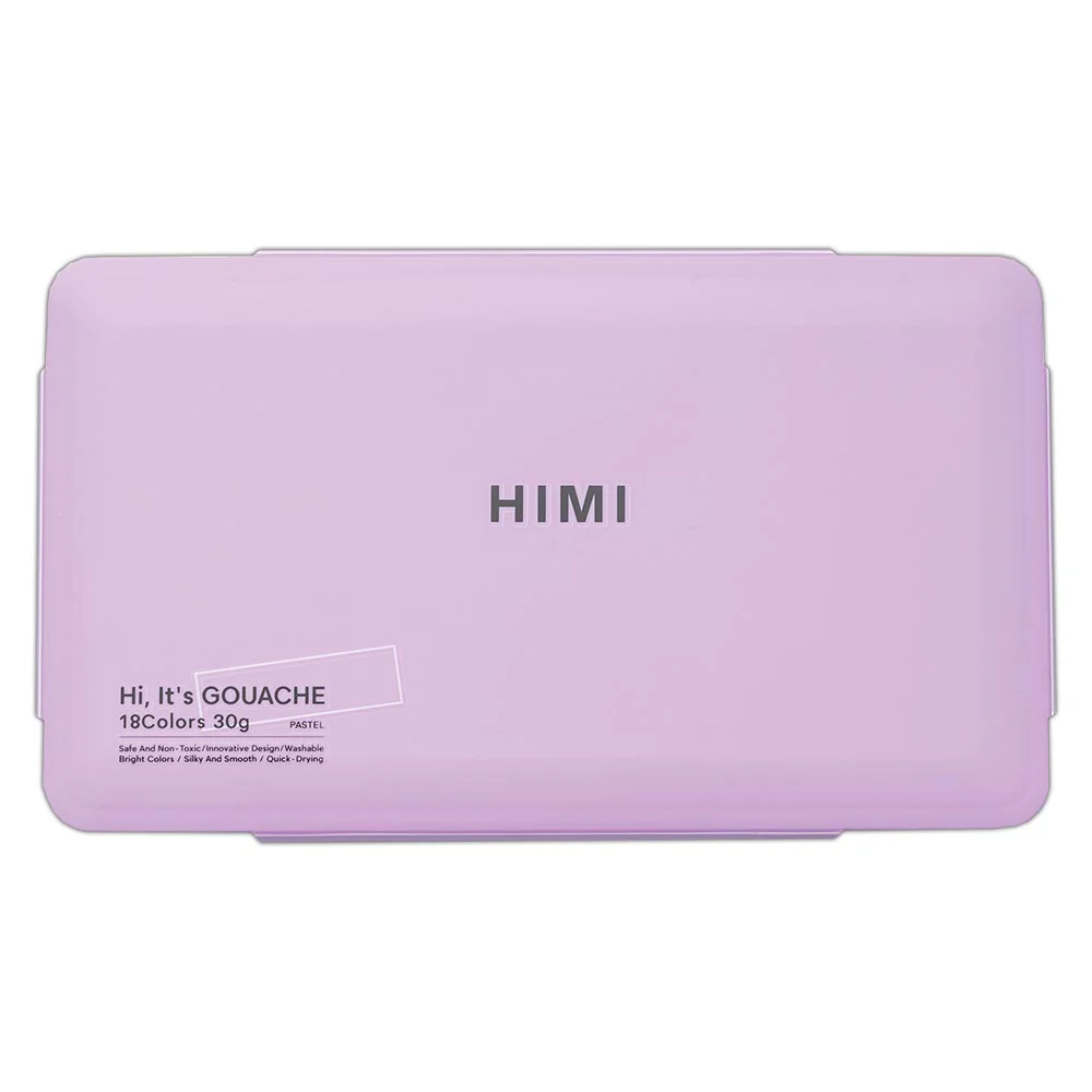HIMI Jelly Cup Gouache Set of 18 Colours Purple Case Pastel Edition