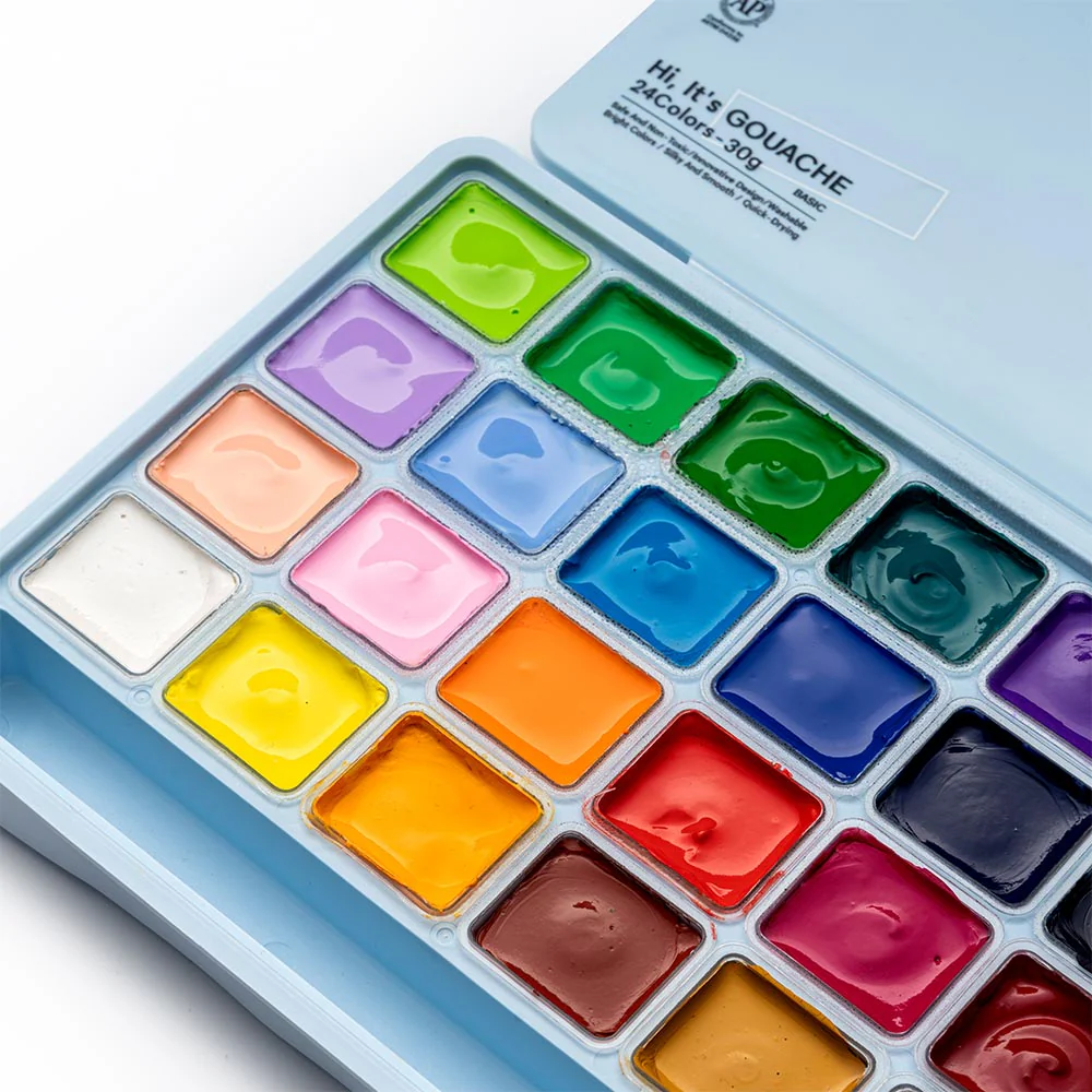 HIMI Jelly Cup Gouache Set of 24 Colours Ice Blue Case - Image 2