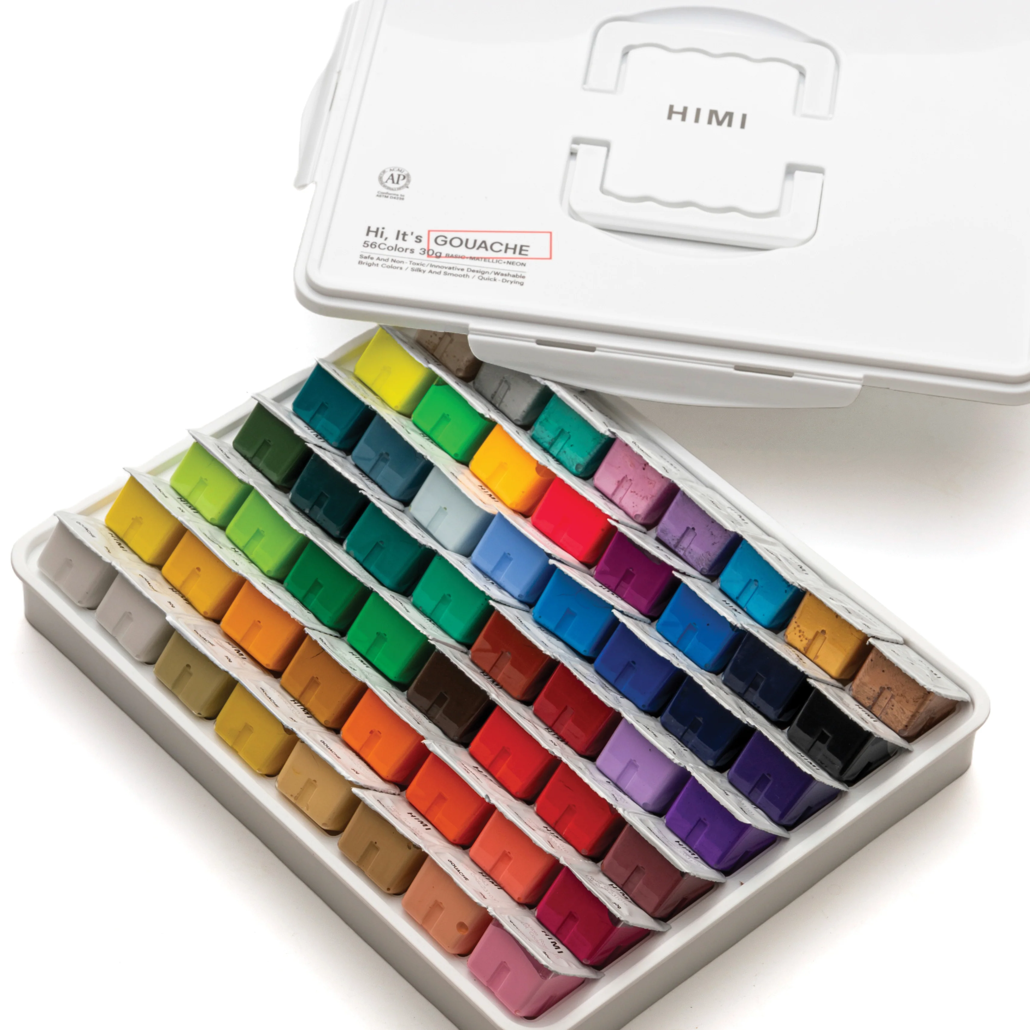 HIMI Jelly Cup Gouache Set of 56 Colours White Case - Image 2