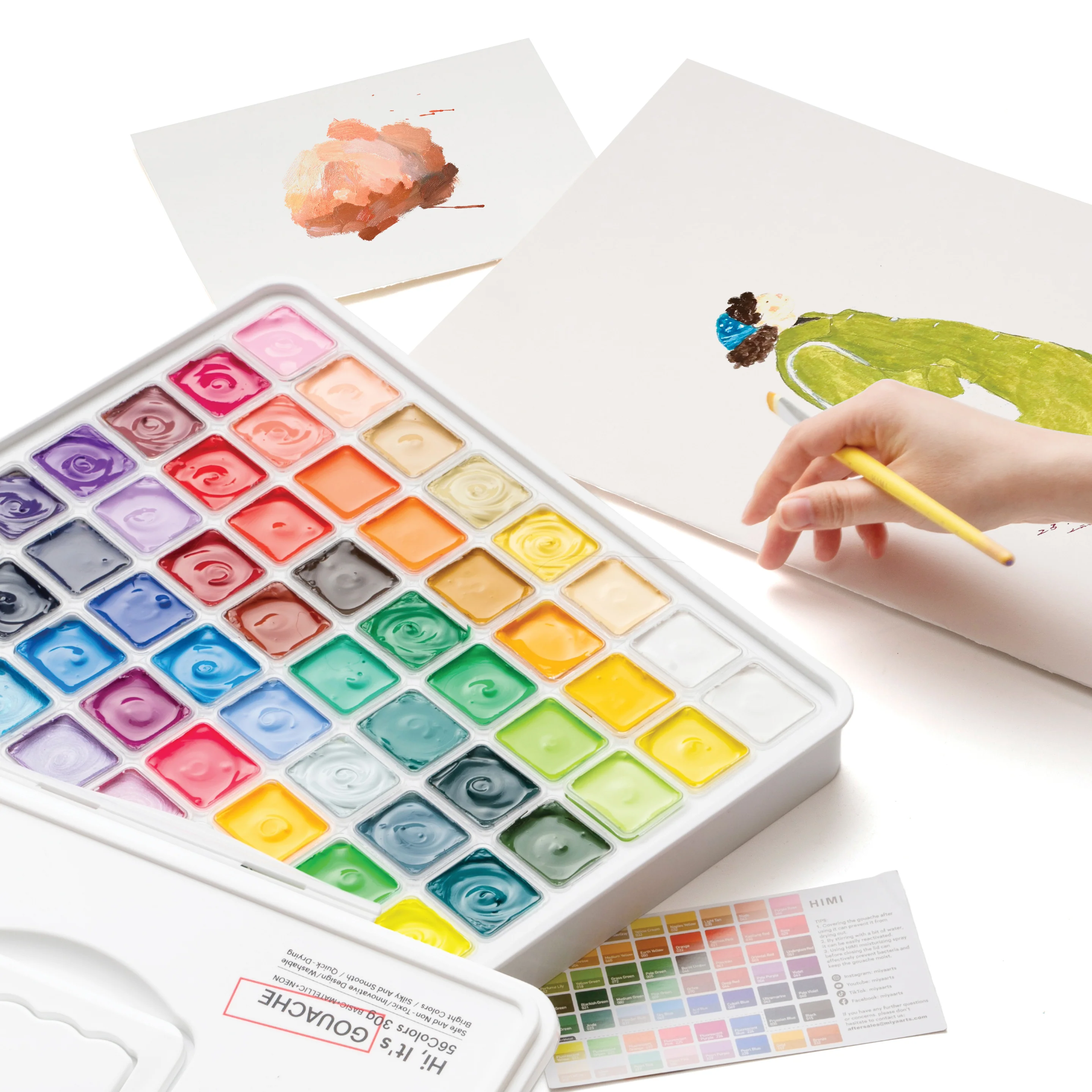 HIMI Jelly Cup Gouache Set of 56 Colours White Case - Image 3