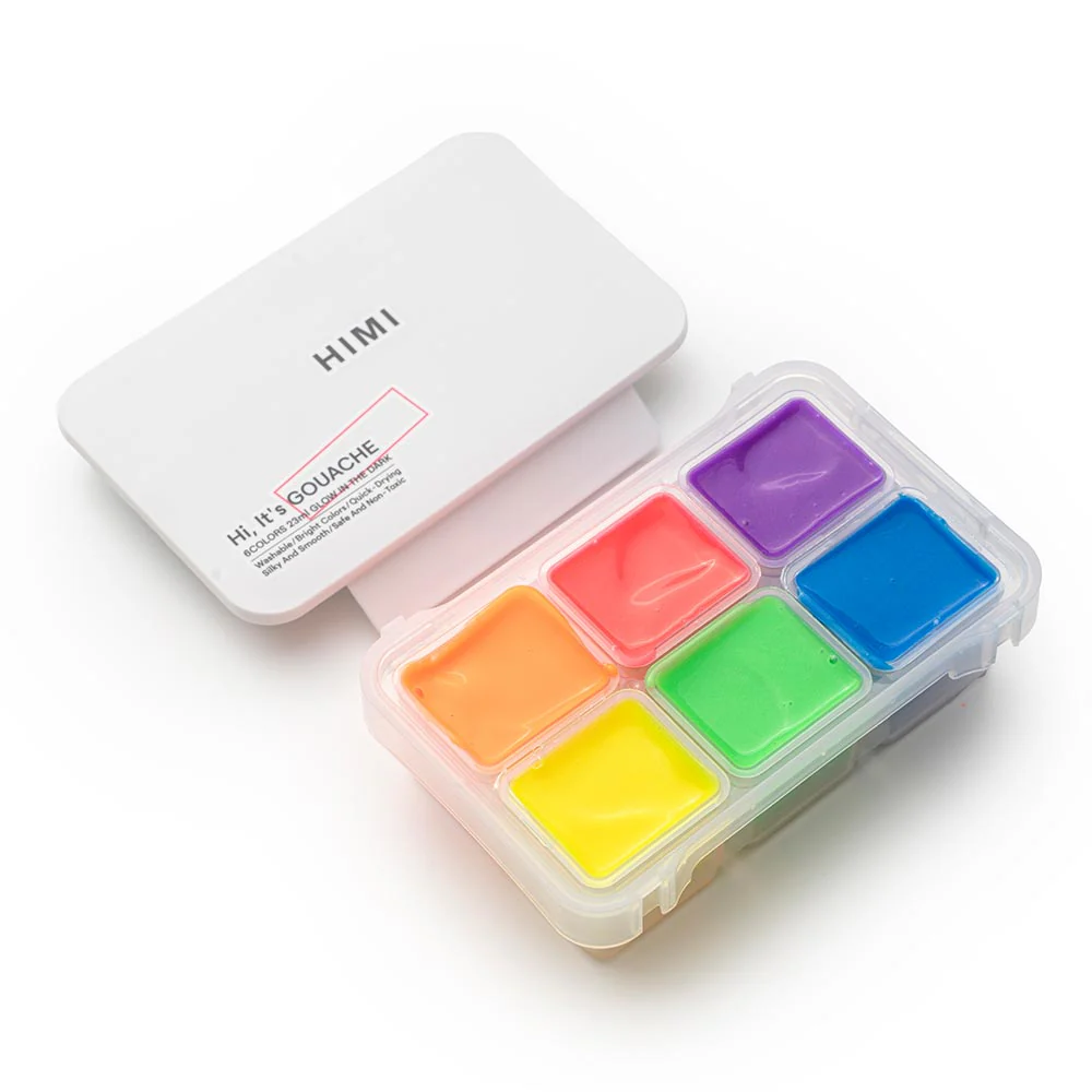 HIMI Jelly Cup Gouache Set of 6 Colours White Case Glow in the Dark Edition - Image 5