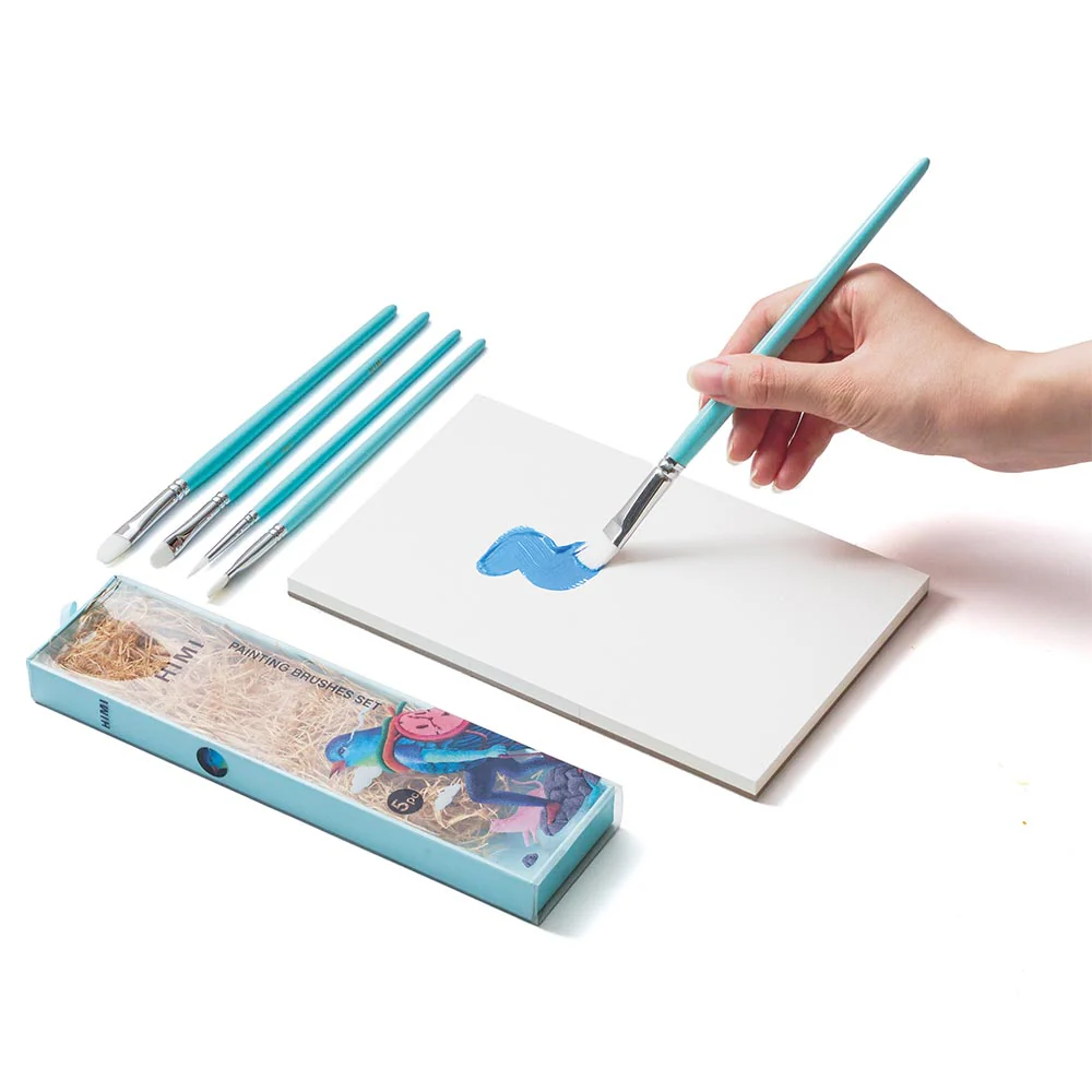 HIMI Set of 5 Brushes Filbert Flat and Round Blue - Image 4