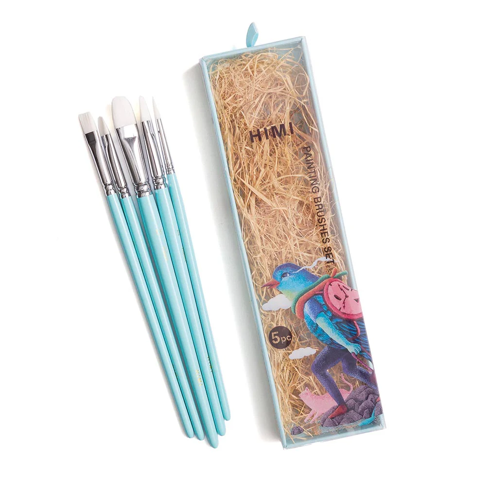 HIMI Set of 5 Brushes Filbert Flat and Round Blue - Image 5