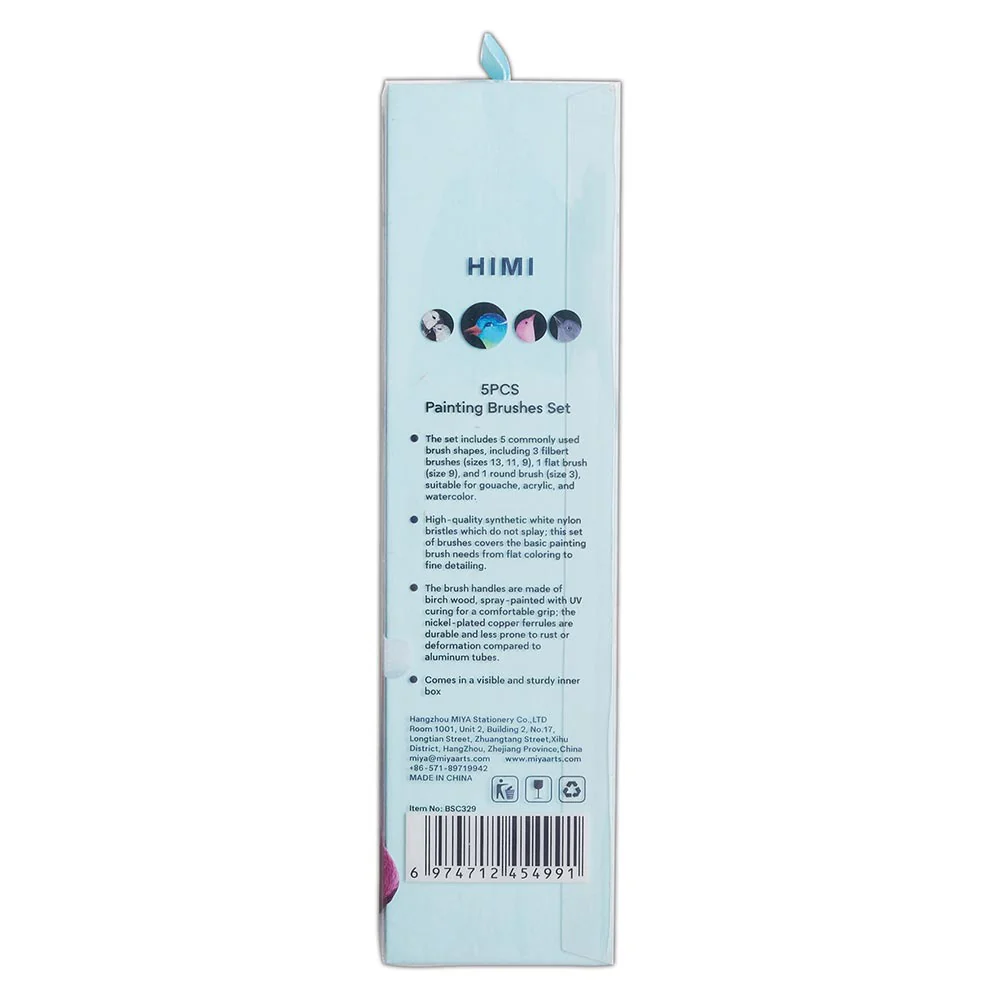 HIMI Set of 5 Brushes Filbert Flat and Round Blue - Image 6