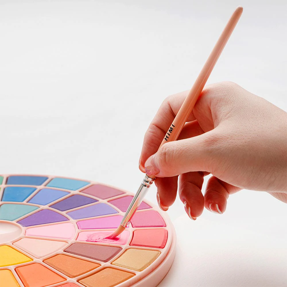 HIMI Solid Watercolour Set of 38 Pans + Brush Pink Case - Image 3