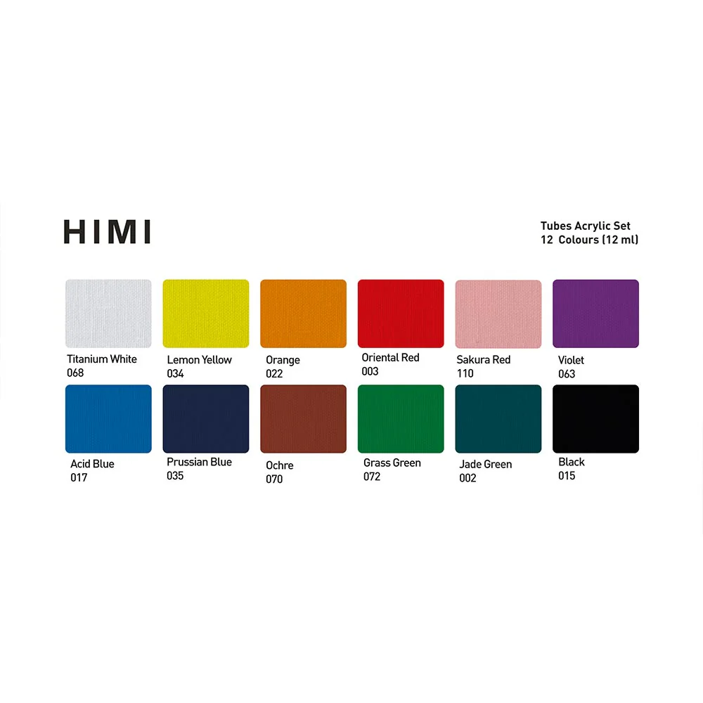 HIMI Tube Acrylic Set of 12 Colours 12ml - Image 2