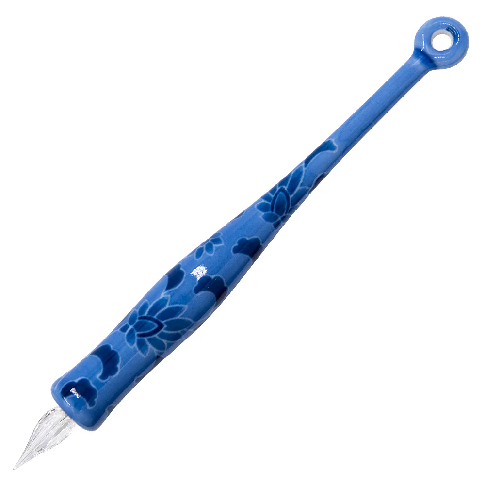 HIZEN5 Saga Collective Japanese Ceramic Glass Dip Pen Sumihajiki Karahanamon