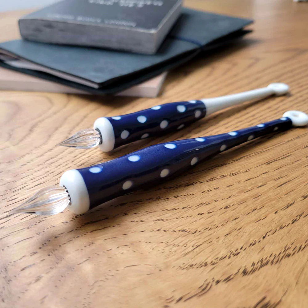 HIZEN5 Saga Collective Japanese Ceramic Glass Dip Pen Ureshino Polka Dots - Image 2
