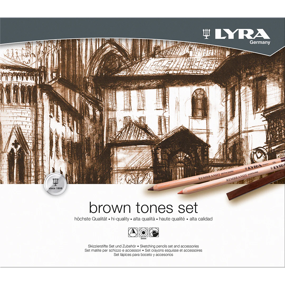 Lyra Rembrandt Brown Tones Sketching Set of 25 in Metal Tin - Image 3