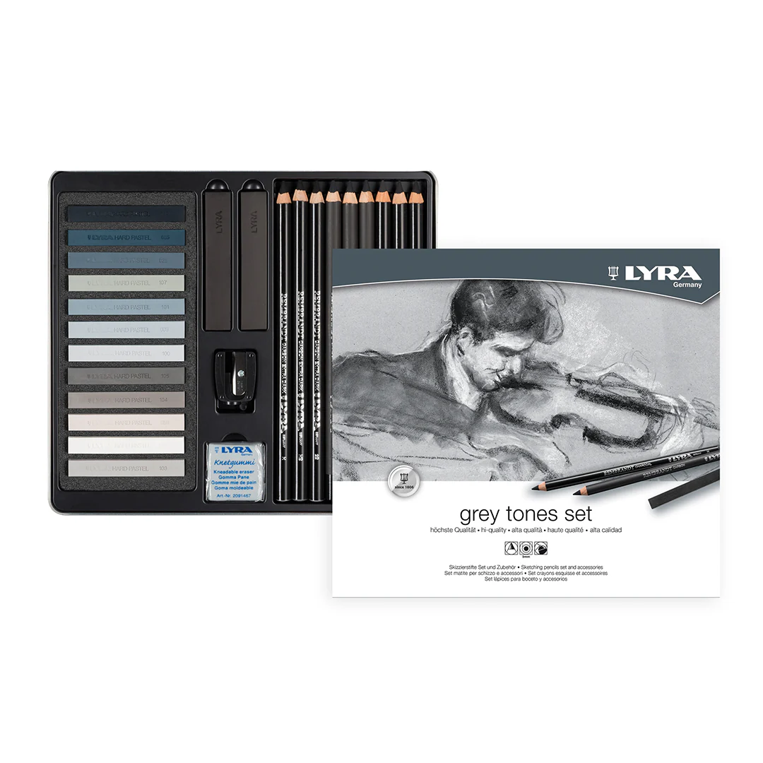 Lyra Rembrandt Grey Tones Sketching Set of 25 in Metal Tin