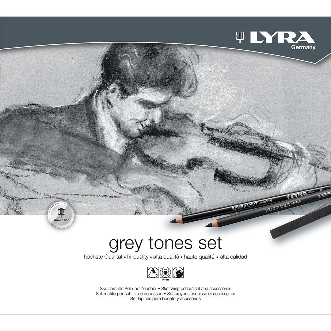 Lyra Rembrandt Grey Tones Sketching Set of 25 in Metal Tin - Image 3