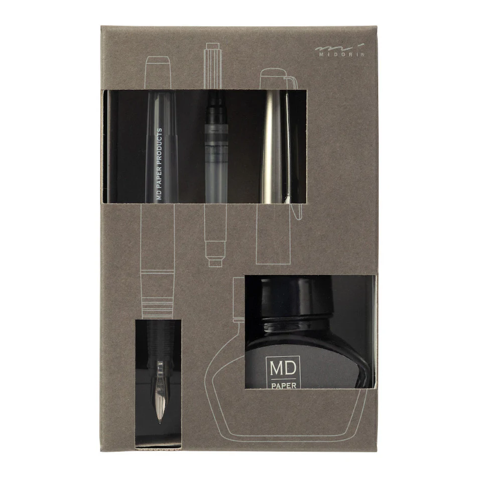 Midori MD Fountain Pen With Bottled Ink Limited Edition Grey