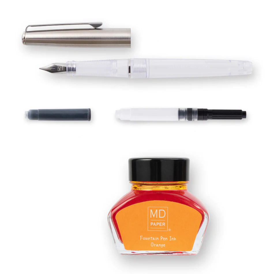 Midori MD Fountain Pen With Bottled Ink Limited Edition Orange - Image 3