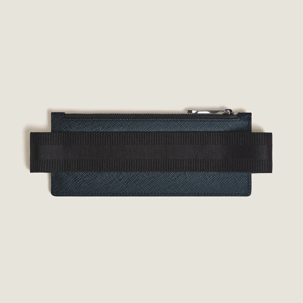 Montblanc 2 Pen Elastic Zip Pouch Tweed Blue - Image 2