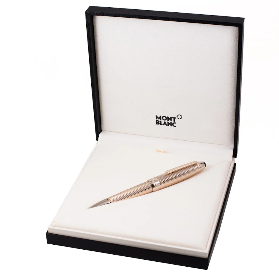 Montblanc Meisterstuck Solitaire LeGrand Fountain Pen Geometry Champagne Gold - Image 2
