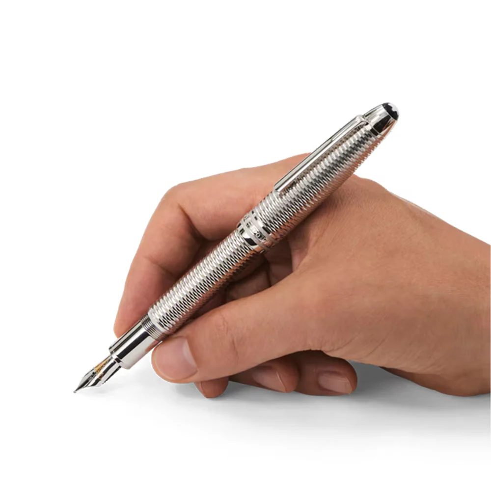 Montblanc Meisterstuck Solitaire LeGrand Fountain Pen Geometry Platinum - Image 2