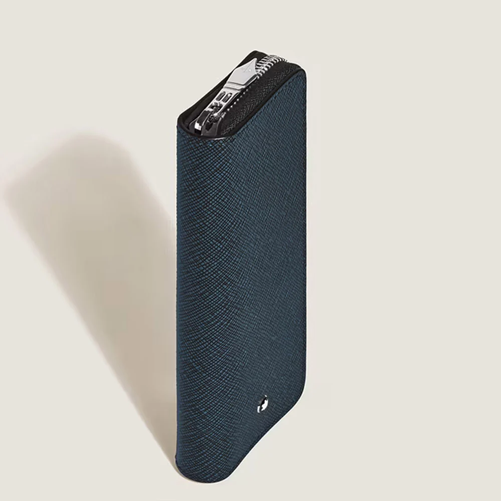 Montblanc Sartorial 2 Pen Zipped Pouch Tweed Blue - Image 5
