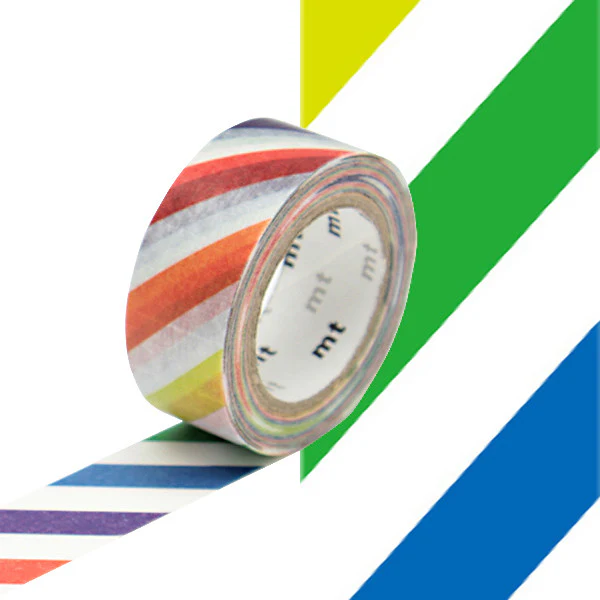 mt Washi Masking Tape - 15mm x 7m - Colourful Stripe