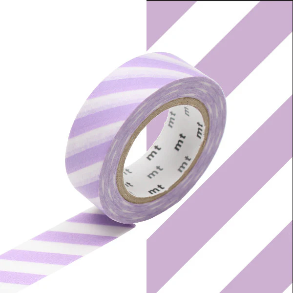mt Washi Masking Tape - 15mm x 7m - Stripe Lilac 2