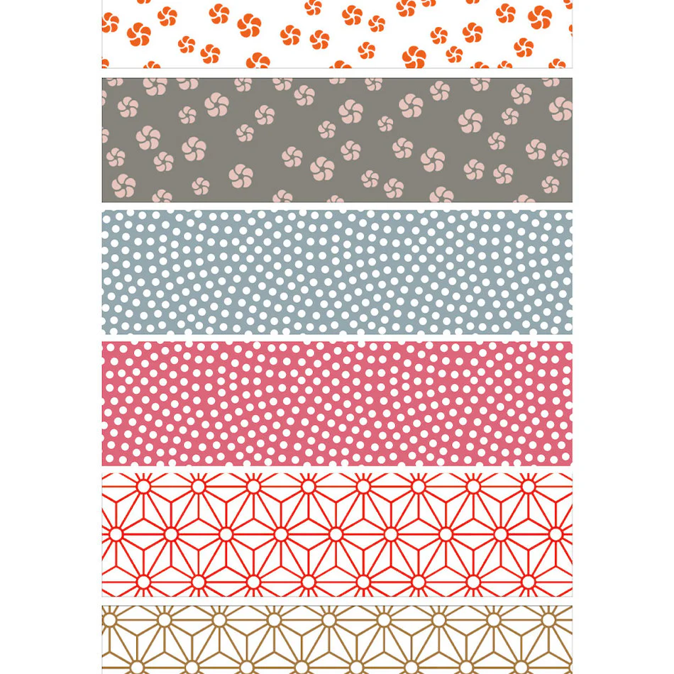 mt Washi Masking Tape - 15mm x 7m - Wamon 5 Set of 6 - Image 2