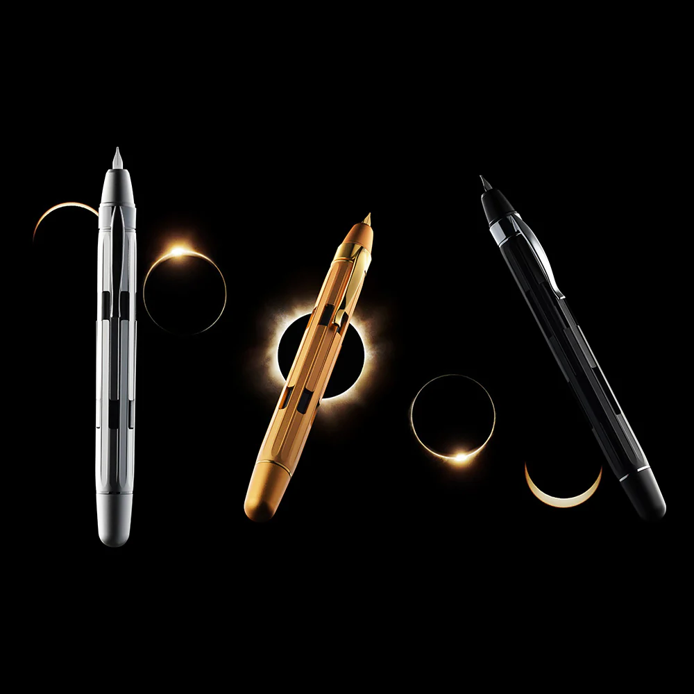 Nahvalur Eclipse Retractable Fountain Pen Pure Silver - Image 6