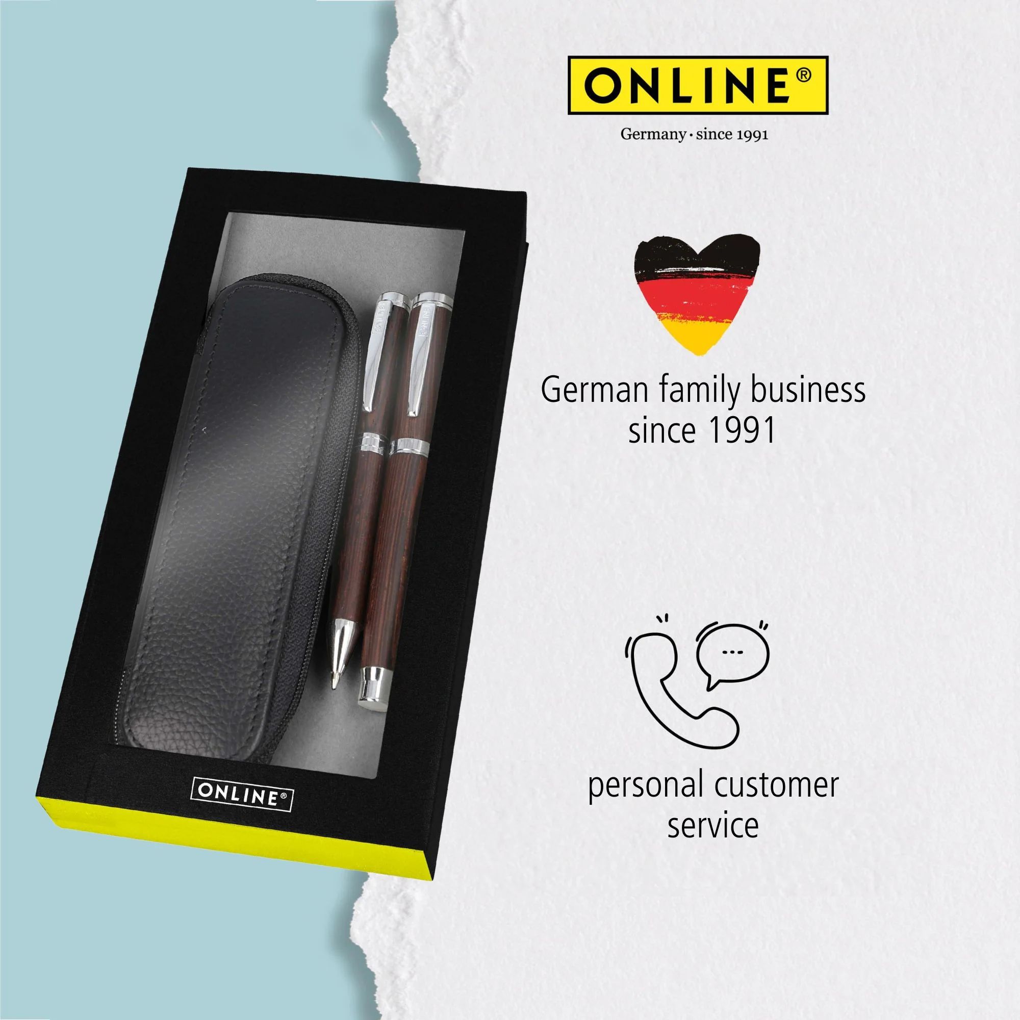ONLINE Blackwood Fountain Pen Ballpoint and Leather Case Gift Set - Image 3
