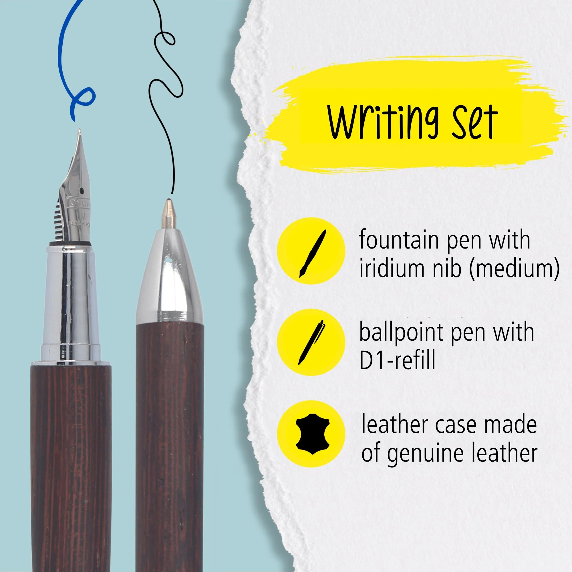 ONLINE Blackwood Fountain Pen Ballpoint and Leather Case Gift Set - Image 4