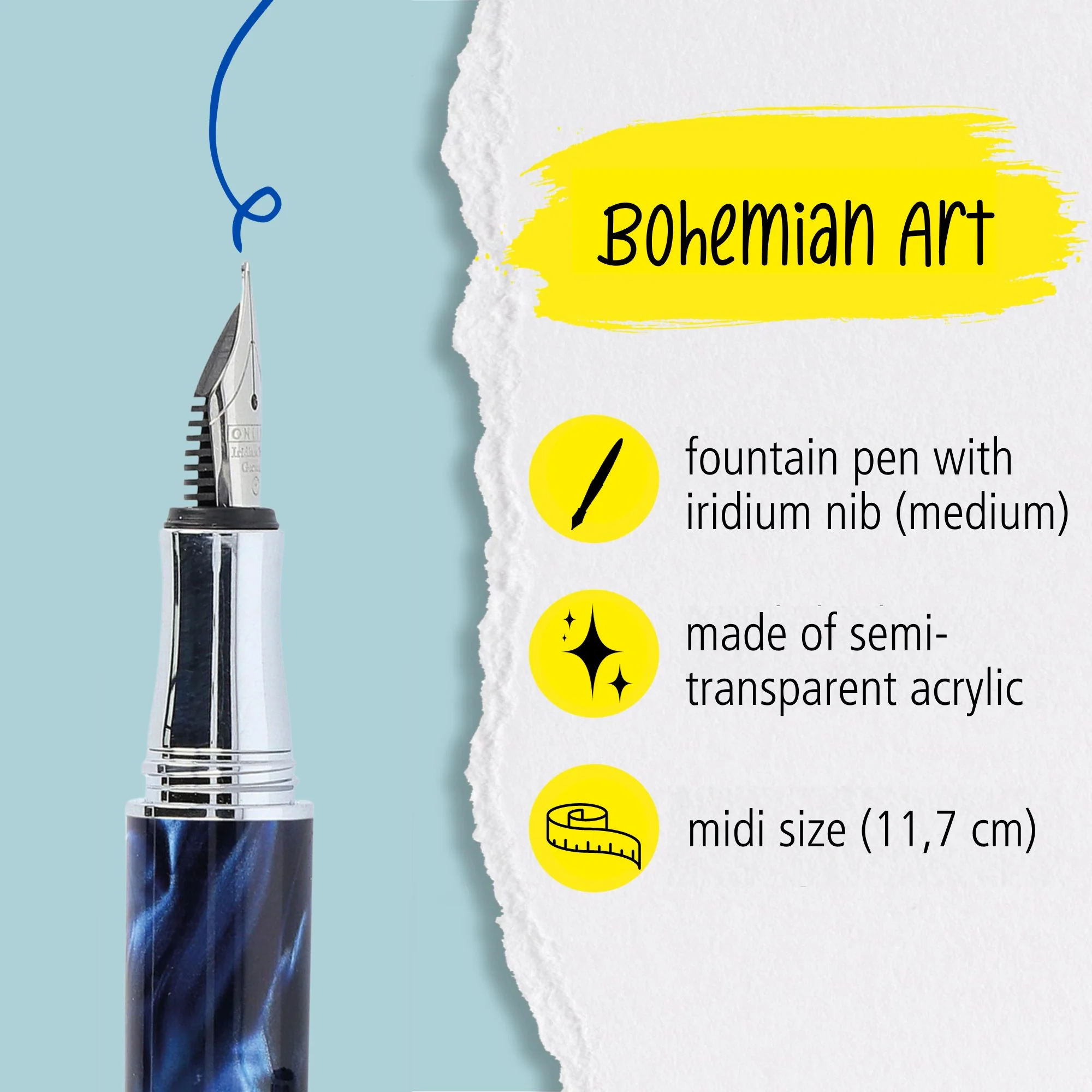 ONLINE Bohemian Art Fountain Pen Blue - Image 2