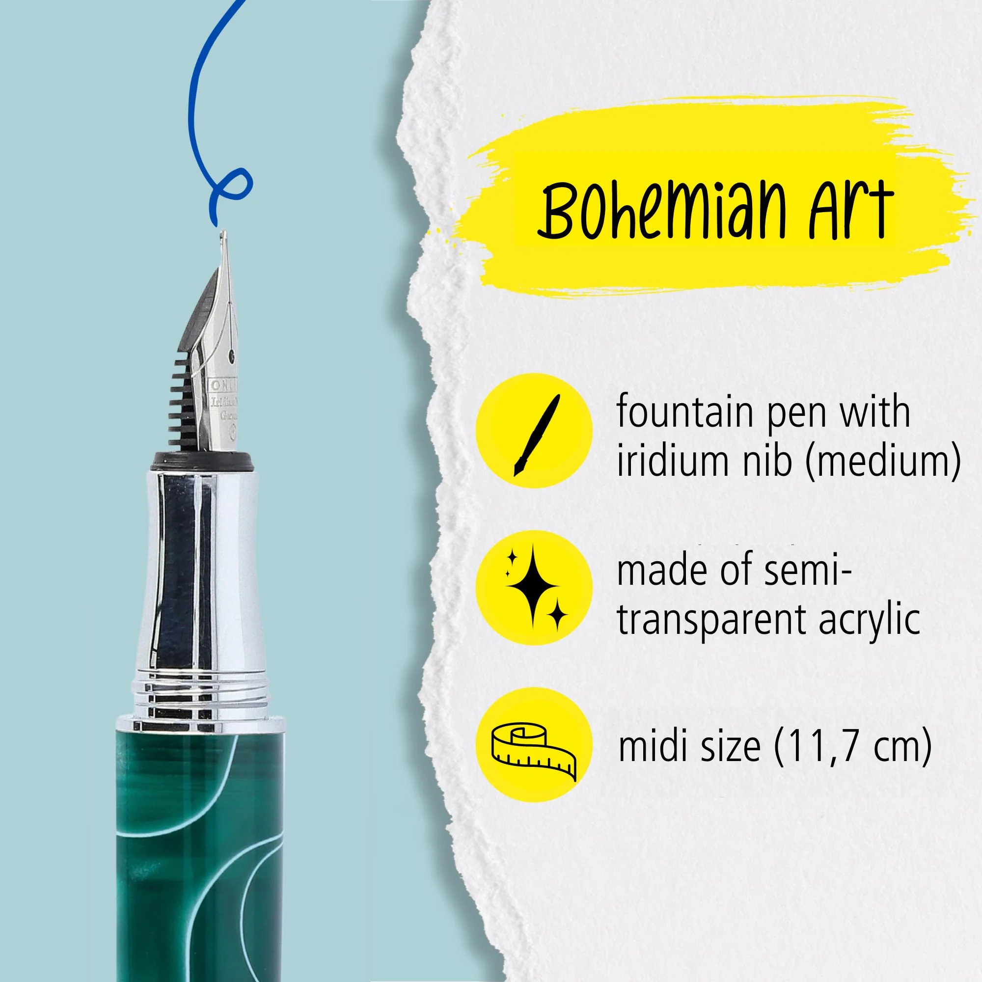 ONLINE Bohemian Art Fountain Pen Green - Image 2