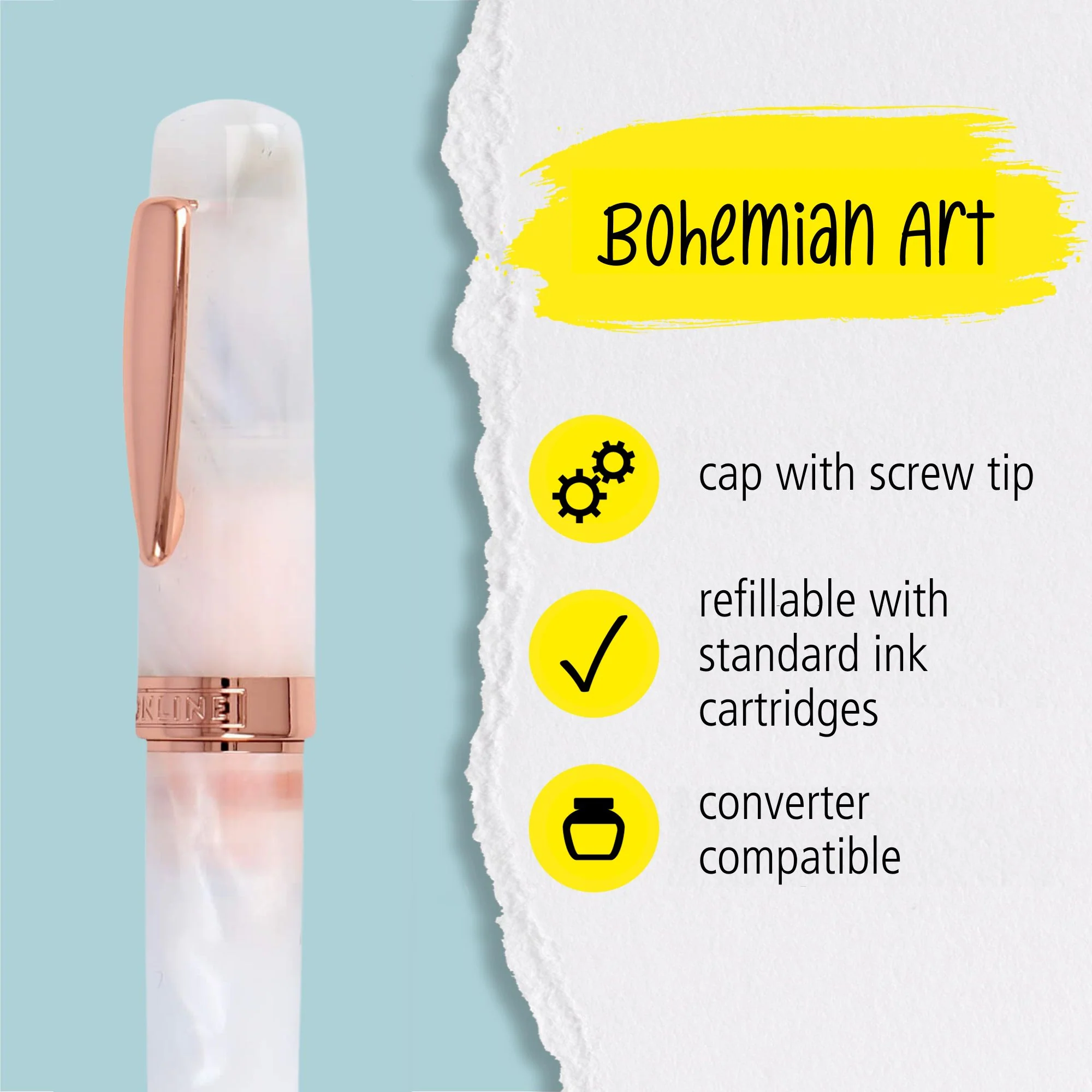 ONLINE Bohemian Art Fountain Pen White - Image 3
