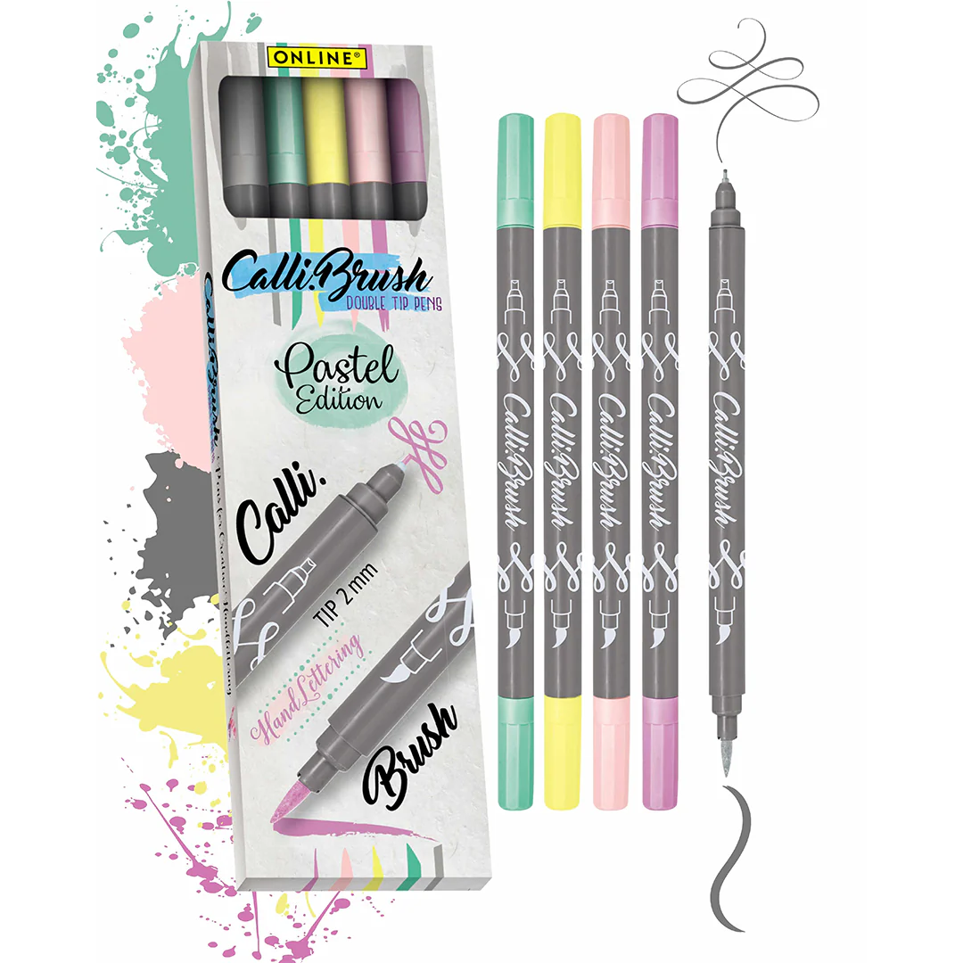 ONLINE Calligraphy Brush Set of 5 Pastel