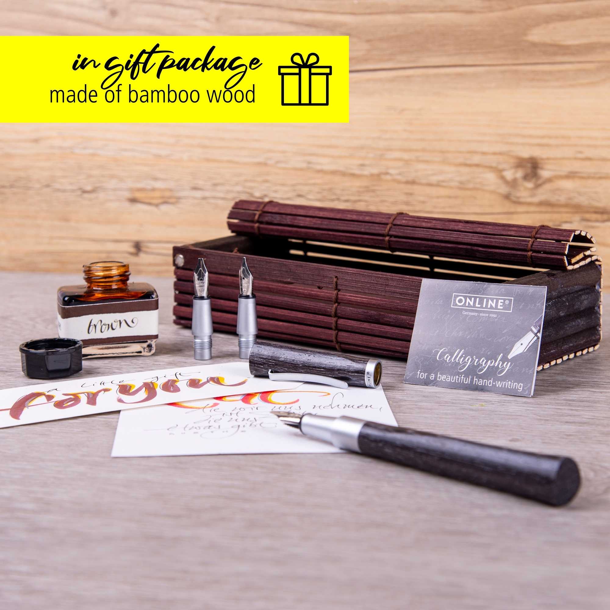 ONLINE Newood Calligraphy Fountain Pen Gift Set Black Wawa Wood - Image 5