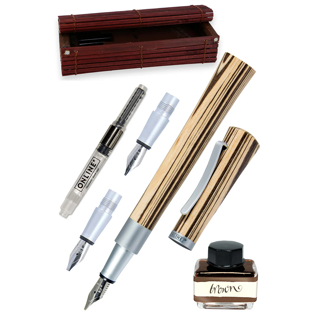 ONLINE Newood Calligraphy Fountain Pen Gift Set Nautral Wawa Wood - Image 2