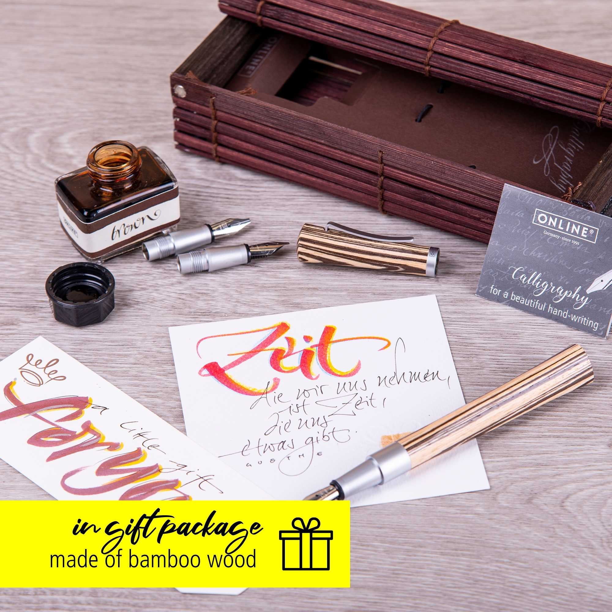 ONLINE Newood Calligraphy Fountain Pen Gift Set Nautral Wawa Wood - Image 4