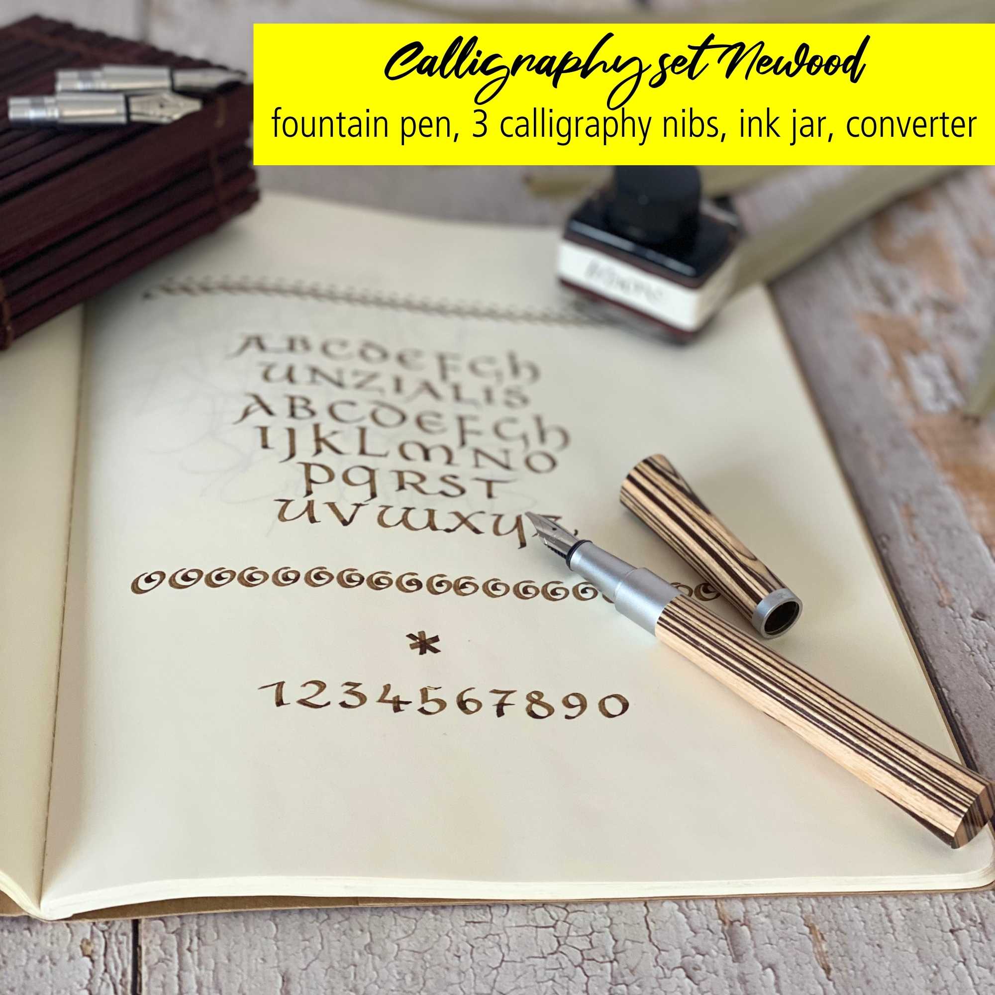 ONLINE Newood Calligraphy Fountain Pen Gift Set Nautral Wawa Wood - Image 5