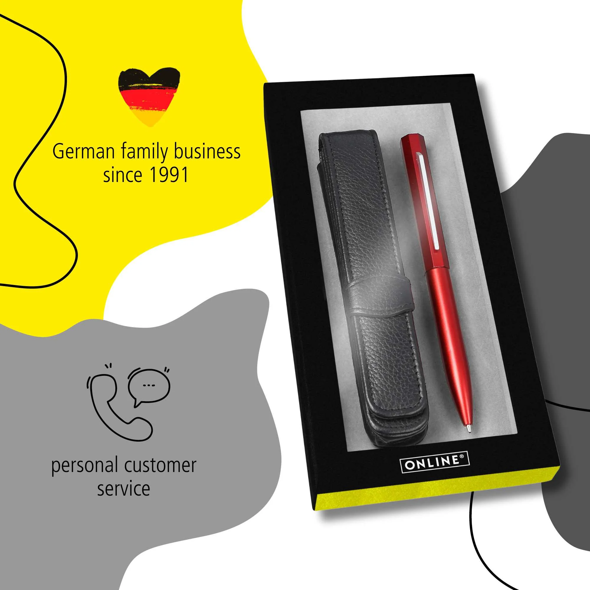 ONLINE Octopen Aluminum Ballpoint and Leather Case Gift Set Red - Image 4