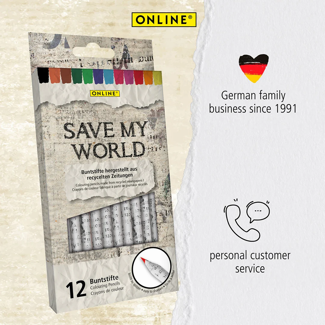 ONLINE Recycled Paper Colouring Pencil Set of 12 - Image 6