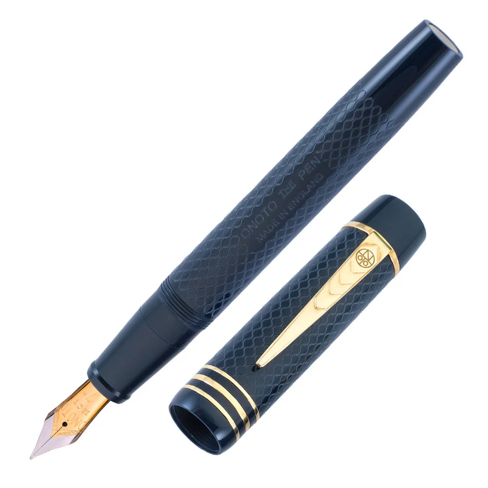 Onoto Magna Classic 18ct Gold Nib Fountain Pen Blue Chased