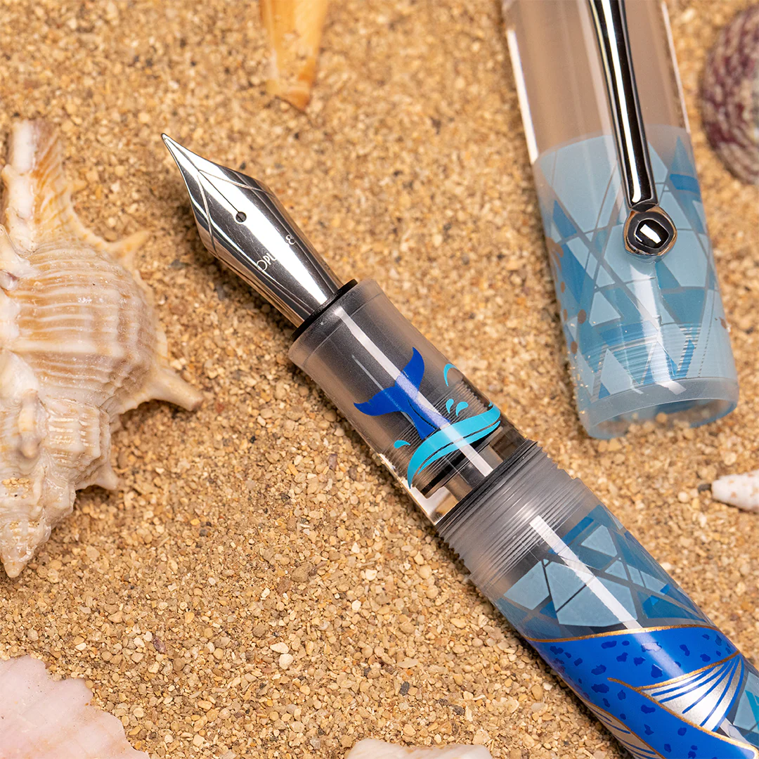 Opus 88 Demonstrator Eye Dropper Fountain Pen Limited Edition Ocean Blue Whale - Image 2
