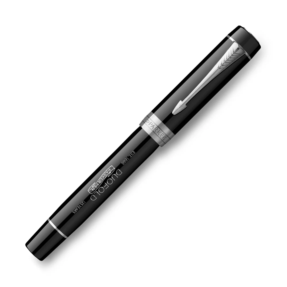 Parker Duofold 135th Anniversary Centennial Fountain Pen Black with Chrome Trim - Image 2