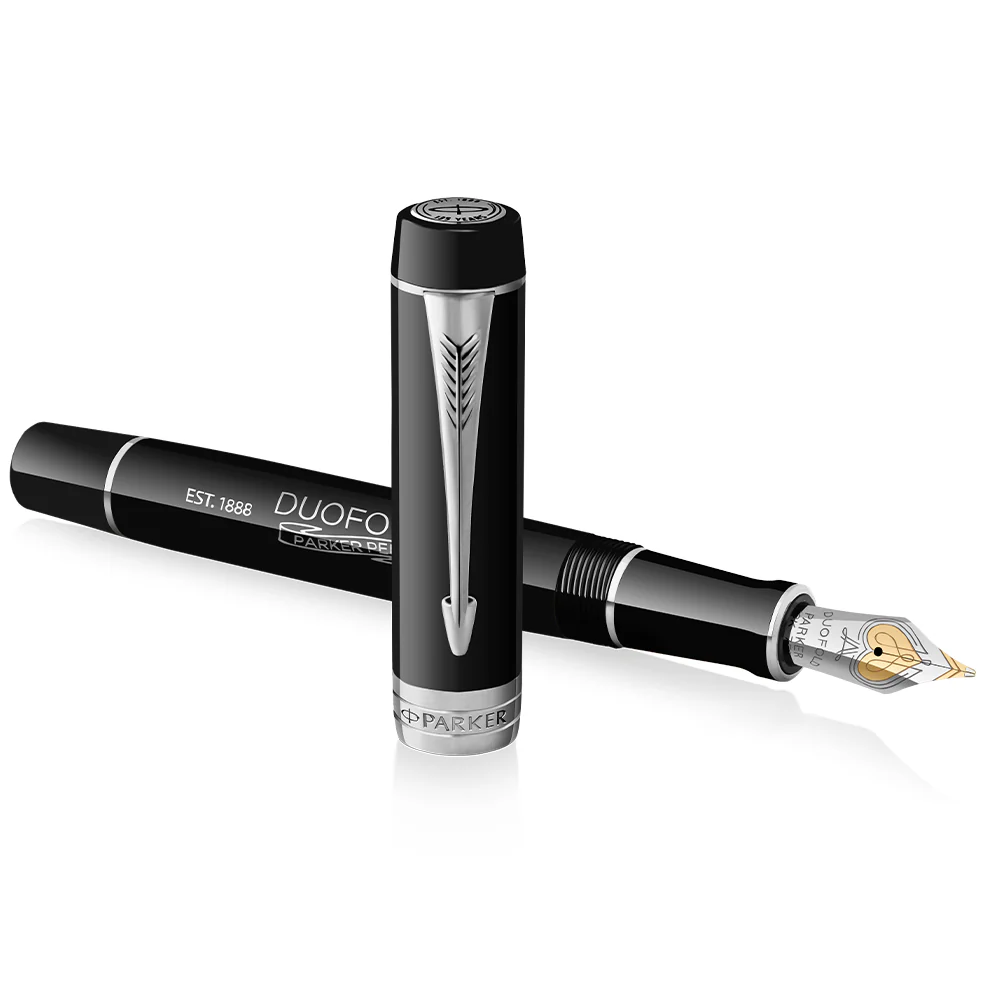 Parker Duofold 135th Anniversary Centennial Fountain Pen Black with Chrome Trim - Image 4