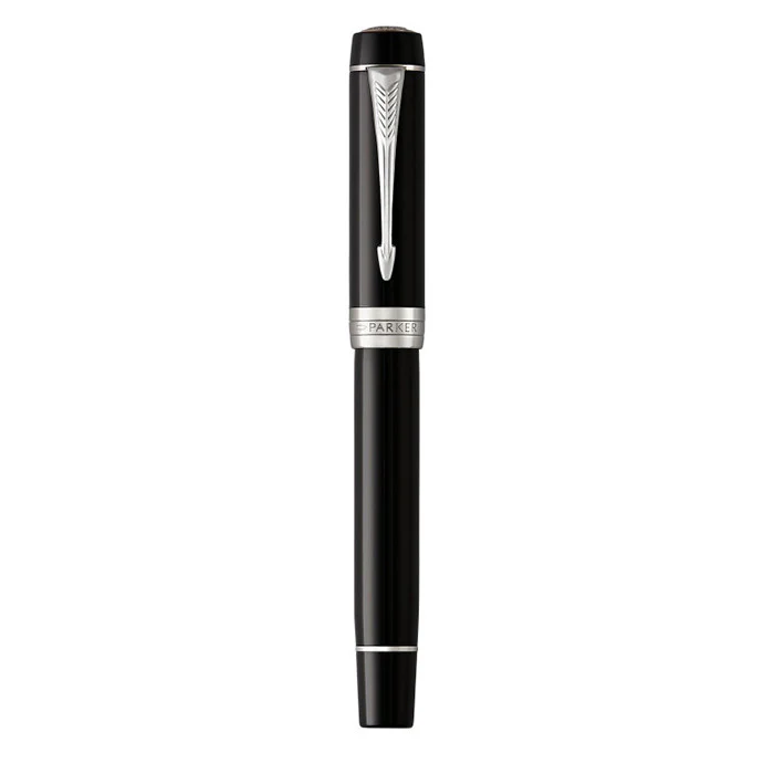 Parker Duofold Classic Fountain Pen Black with Chrome Trim - Image 4
