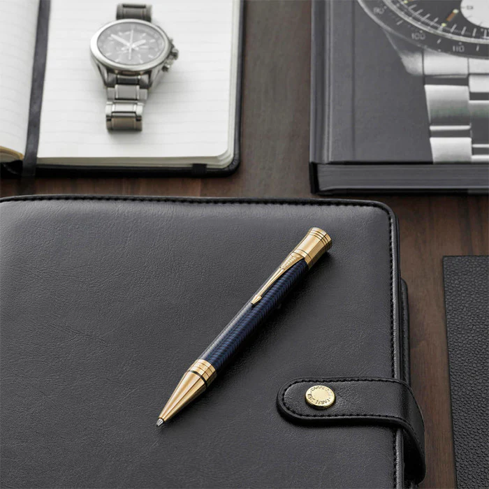 Parker Duofold Prestige Ballpoint Pen Blue Chevron - Image 2