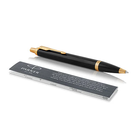 Parker IM Ballpoint Pen Black Lacquer with Gold Trim - Image 2