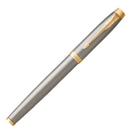 Parker IM Rollerball Pen Brushed Metal with Gold Trim - Image 3