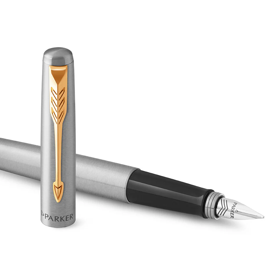 Parker Jotter Fountain Pen Stainless Steel Gold Trim - Image 2