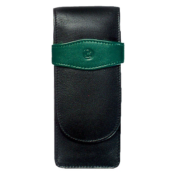 Pelikan Soft Leather Pen Pouch for Three Pens Green and Black