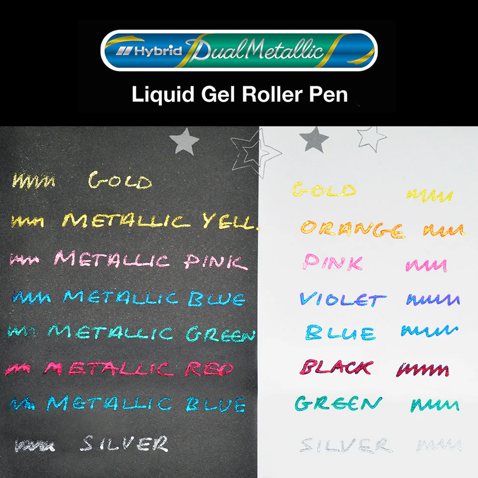 Pentel Dual Metallic Gel Pen Assorted Wallet of 8 - Image 2