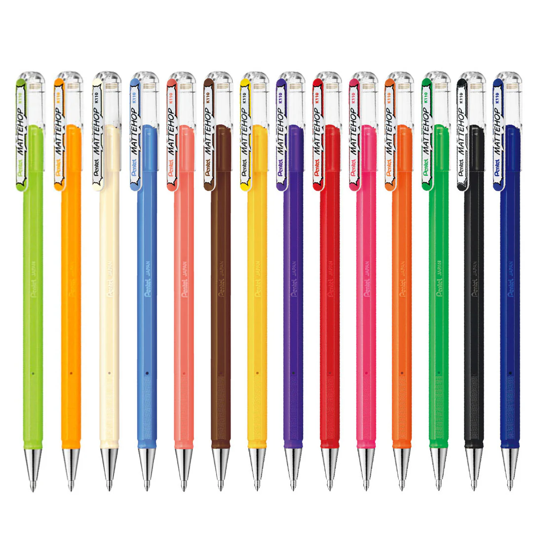 Pentel Mattehop Gel Pen Complete Set of 14